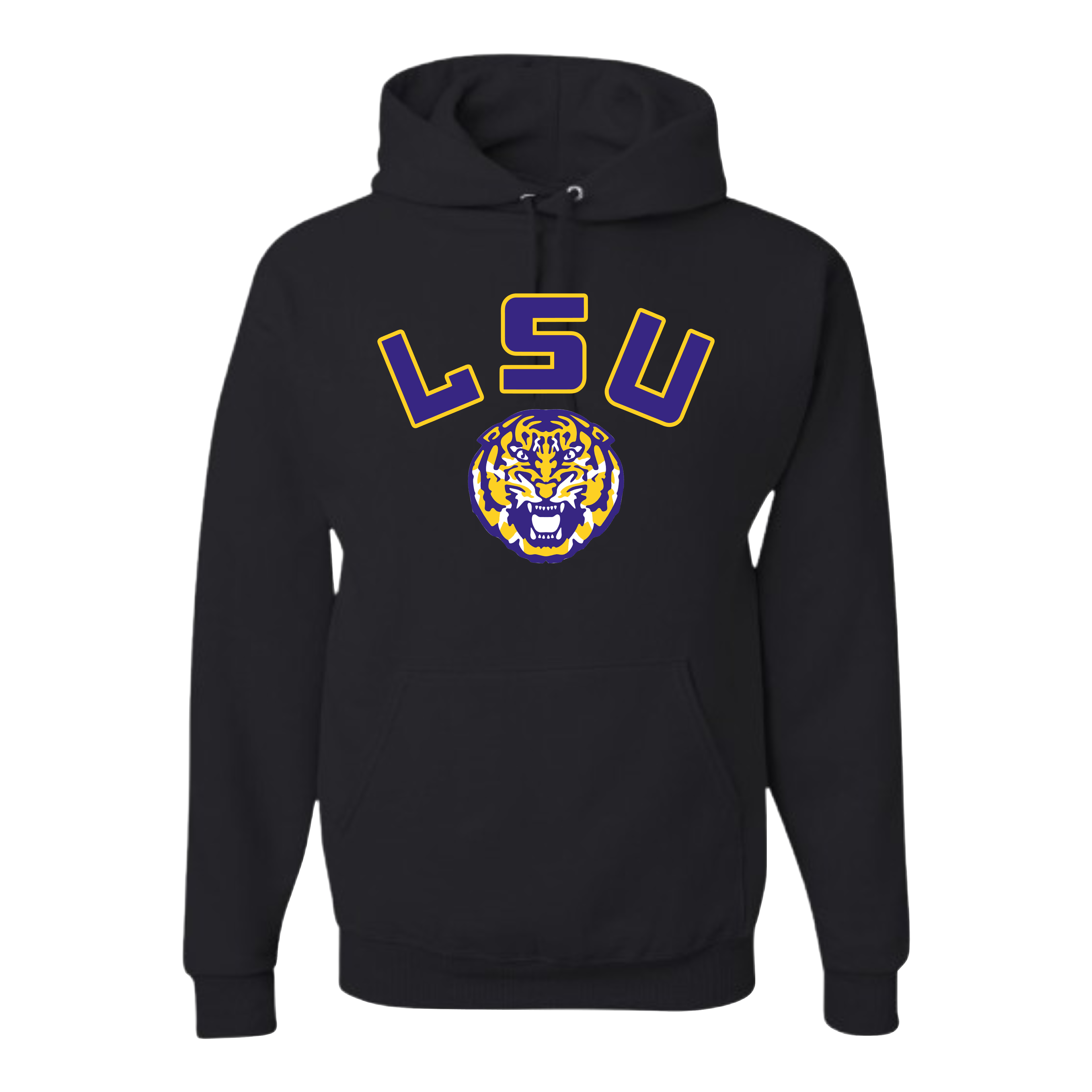 Curved LSU Tiger Tee/Hoodie