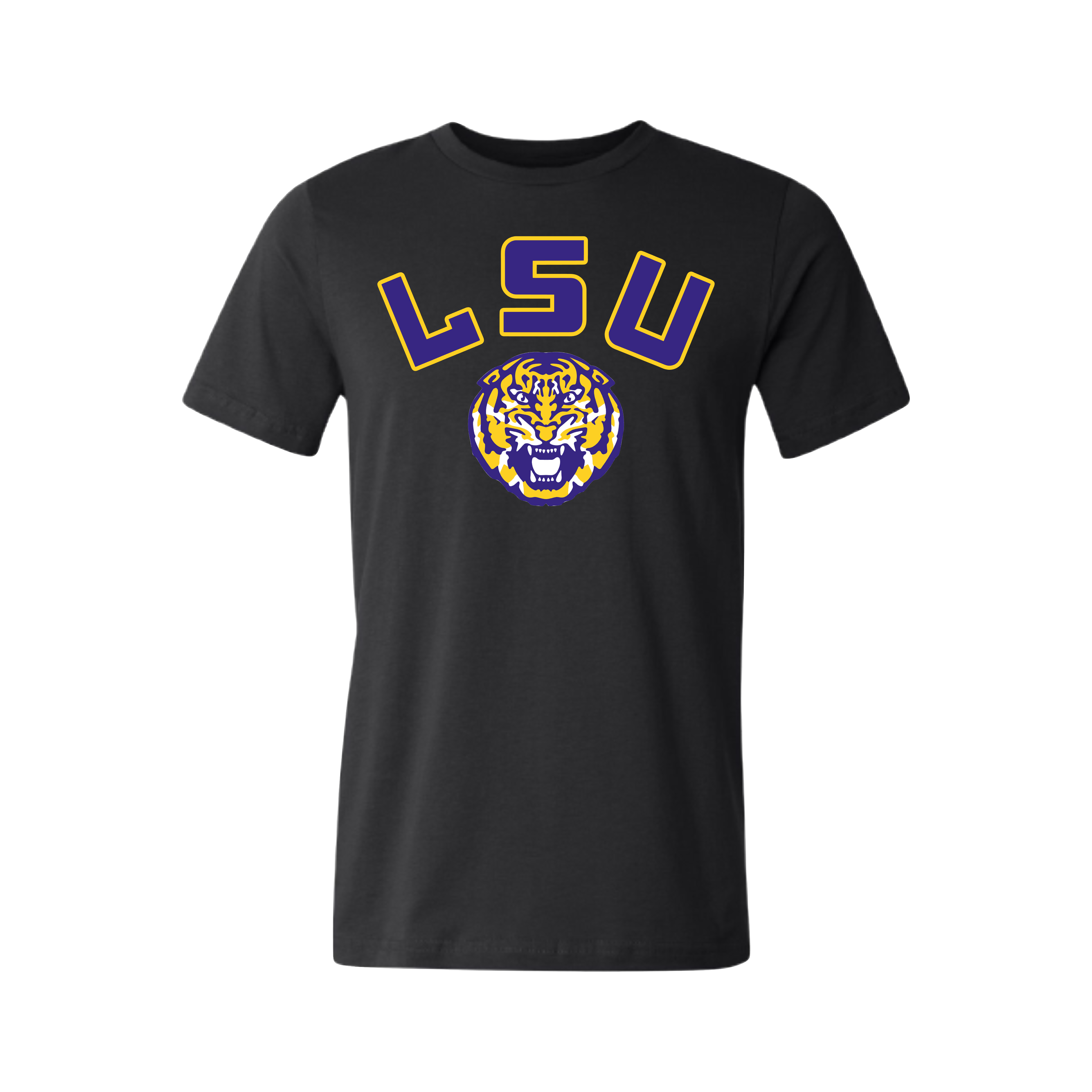 Curved LSU Tiger Tee/Hoodie