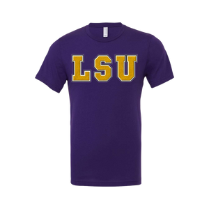 LSU Faux Embroidered Tee/Hoodie