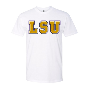 LSU Faux Embroidered Tee/Hoodie