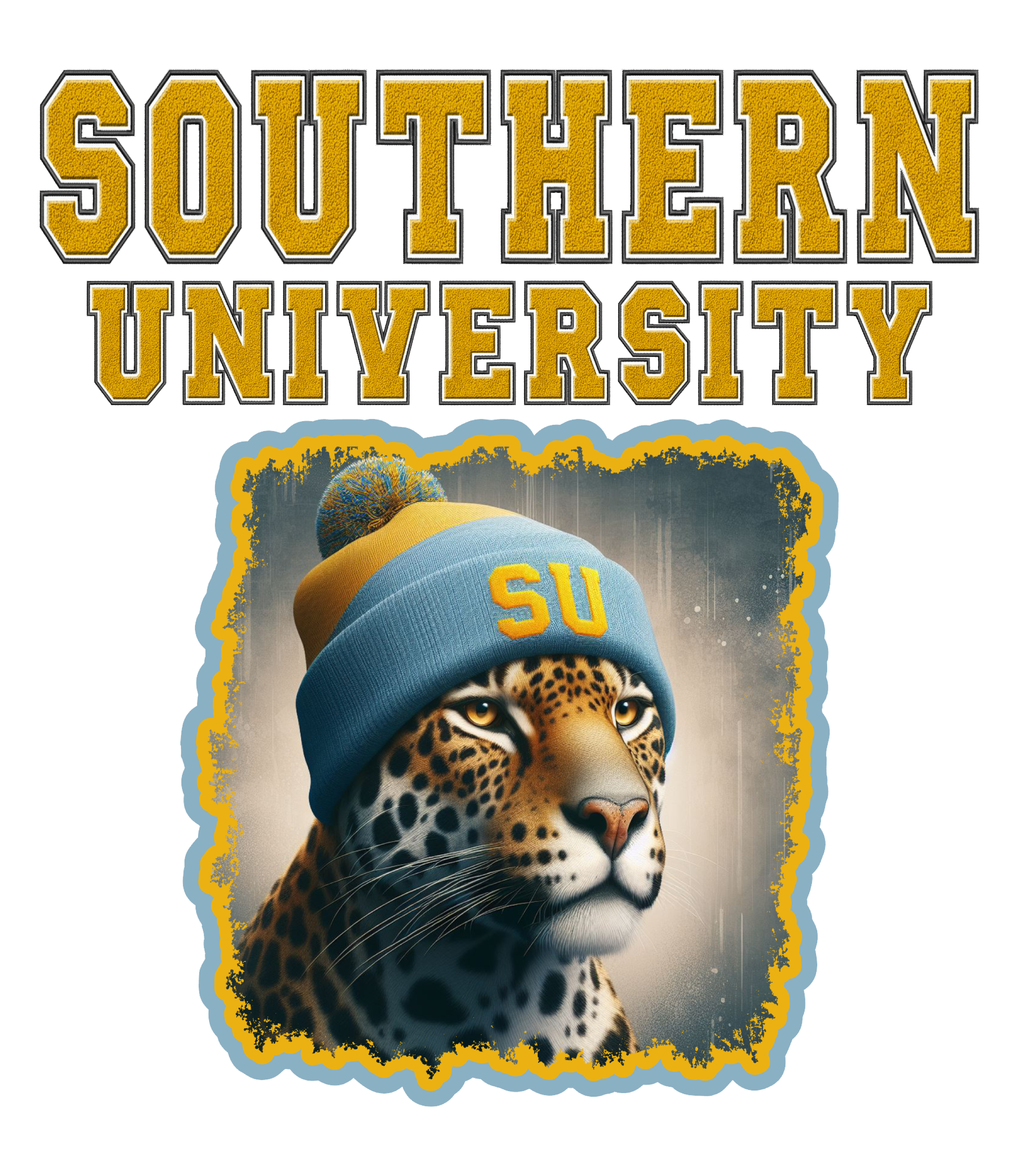 Southern University Jaguars Faux Embroidery Tee (2-sided design)