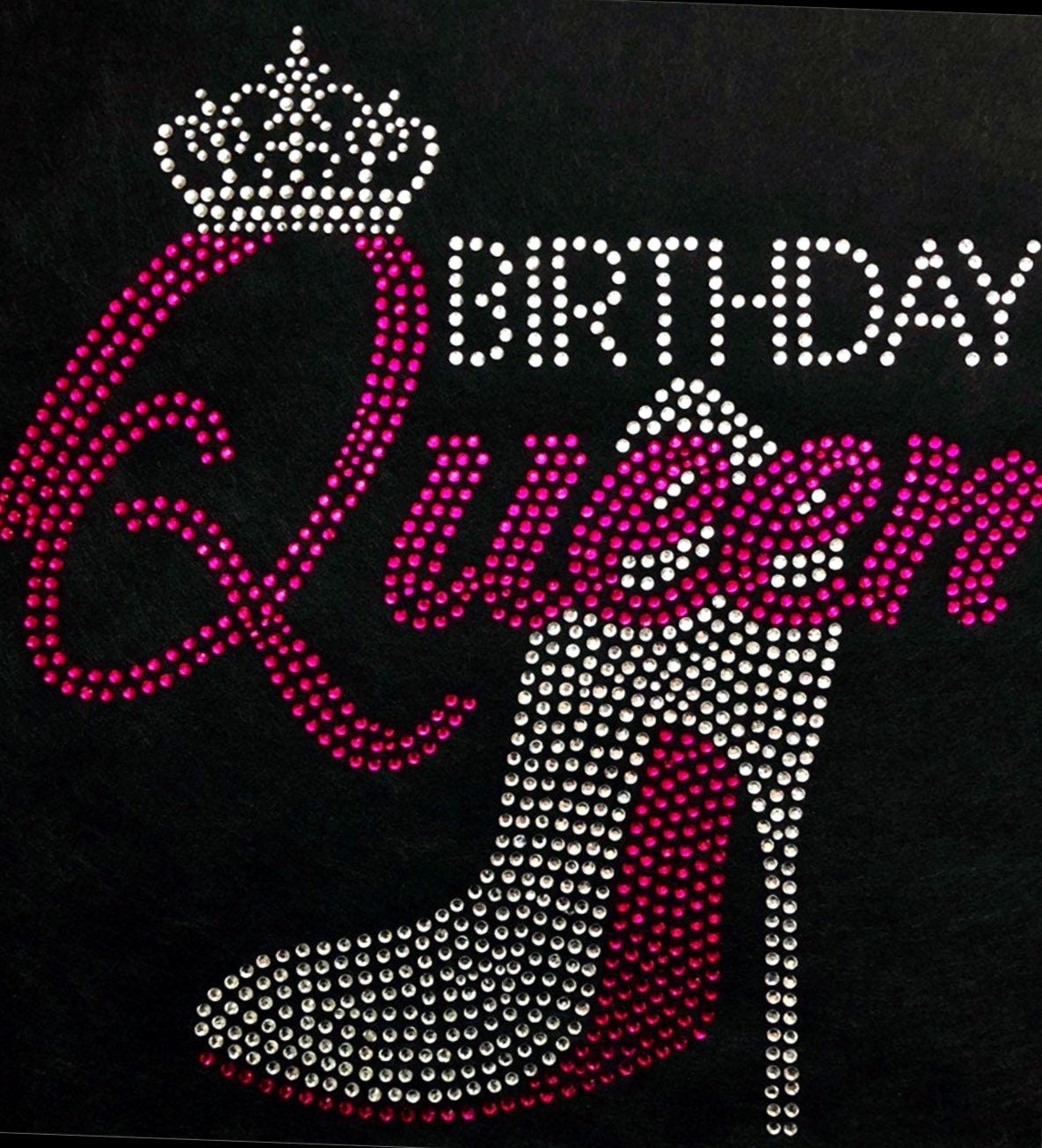 Birthday Queen Crystal Tee Pink/Silver