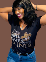 Load image into Gallery viewer, Girl Loves Saints Crystal Tee

