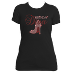 Load image into Gallery viewer, Birthday Diva Crystal Tee Red/Silver
