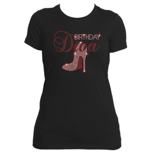 Birthday Diva Crystal Tee Red/Silver