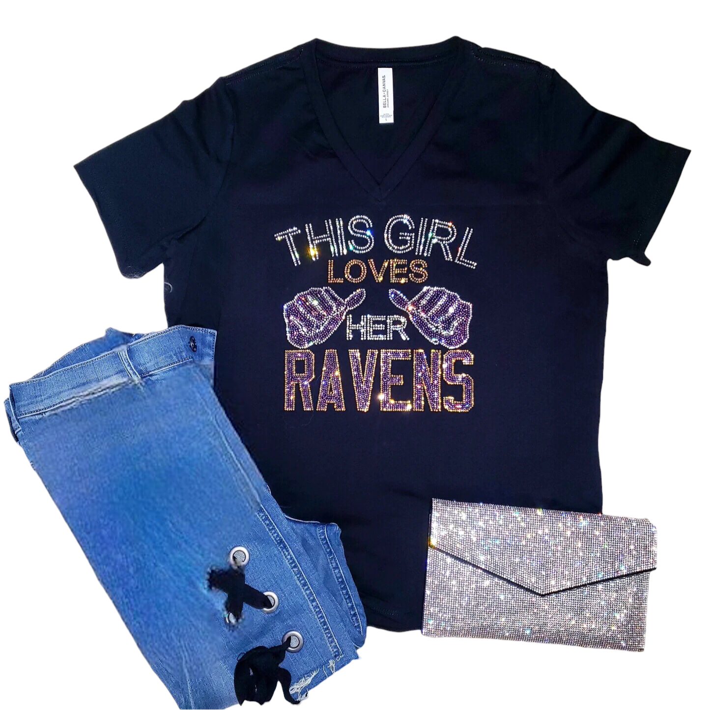 Girl Loves Her Ravens Crystal Tee