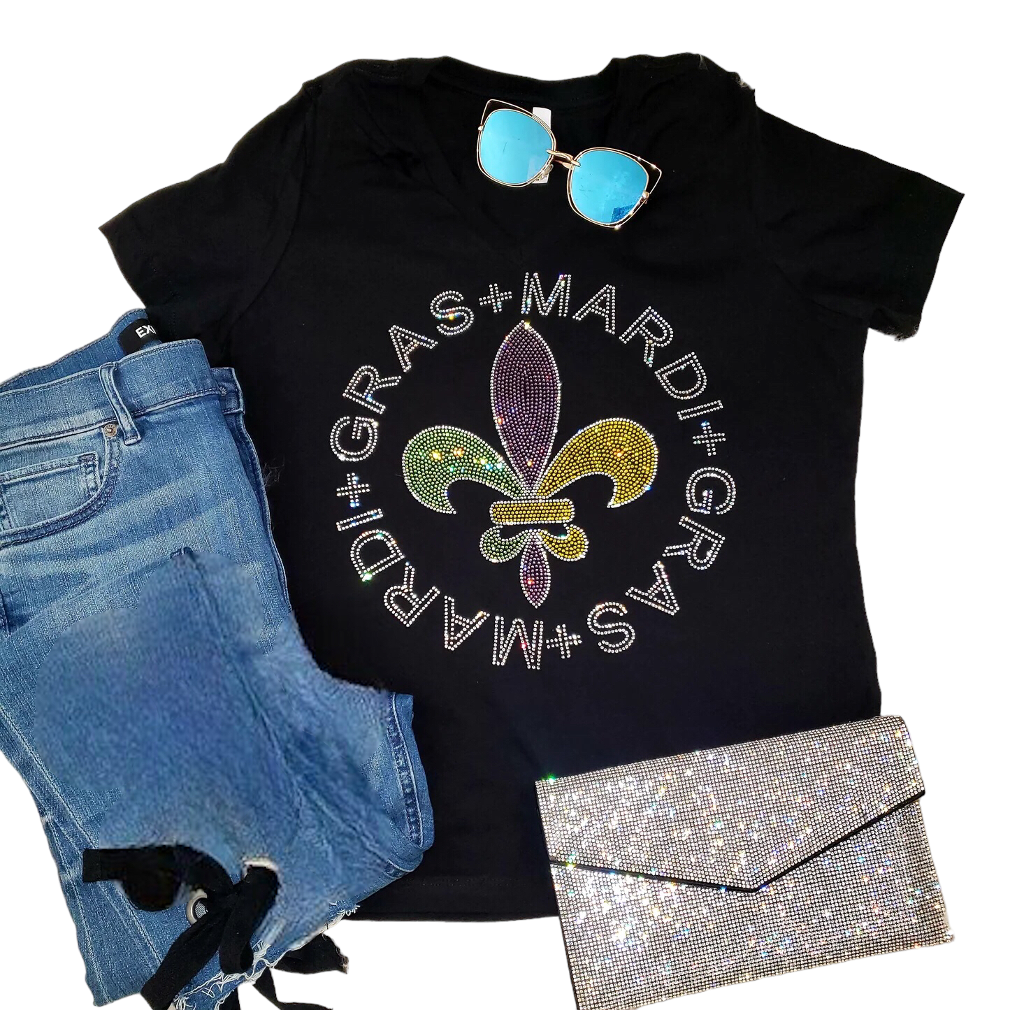 Mardi Gras Crystal Tee